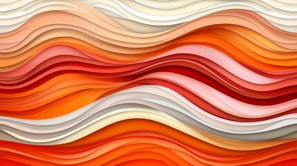 Obraz premium Vibrant orange, red, and beige abstract layered wave patterns with flowing textures and dynamic gradients, evoking warmth, movement, and an artistic energy for modern visual projects
