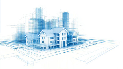 Fototapeta premium Blueprint Dreams: Architectural Design Visualization 