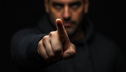 A man hold one finger