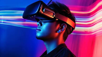 Man experience an immersive virtual reality that combines cuttingedge technology and interactive elements, transporting you to exciting worlds filled with adventure and endless discovery