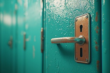 Exploring the vibrant green locker room doors sports facility photography indoor space close-up contemporary design