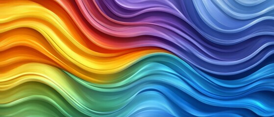 Obraz premium Multicolored flowing ribbons in vivid orange, yellow, blue, and green tones, creating a vibrant abstract design representing energy, motion, and harmony