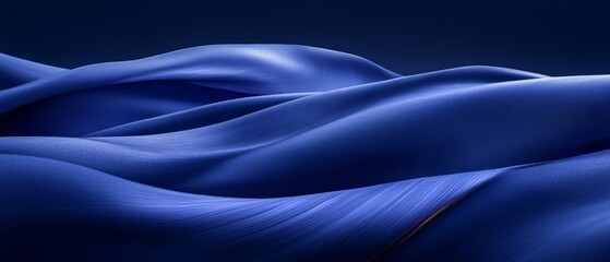 Obraz premium Abstract twisting blue ribbons with glowing highlights and dark contrasts, creating a dynamic and elegant visual flow with a modern futuristic aesthetic