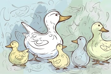 Obraz premium duck and ducklings