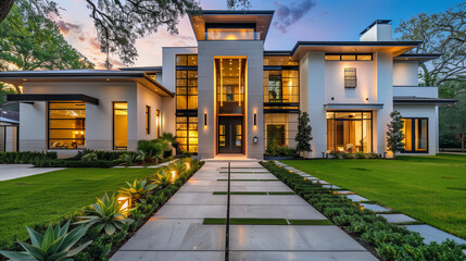 modern house with garden