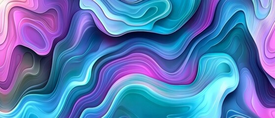 Fototapeta premium Multicolored flowing patterns in vibrant blue, pink, and purple tones, layered in fluid marble like textures, creating a surreal and dynamic abstract composition
