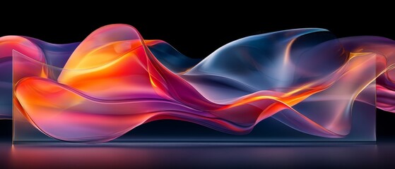 Obraz premium Vibrant orange and indigo swirling forms illuminated with neon accents, evoking bold energy and motion in a futuristic abstract composition suitable for creative digital designs