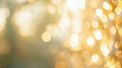 Obraz premium Rich golden bokeh highlights softly fading into a blurred background, evoking warmth and elegance, ideal for premium event backdrops