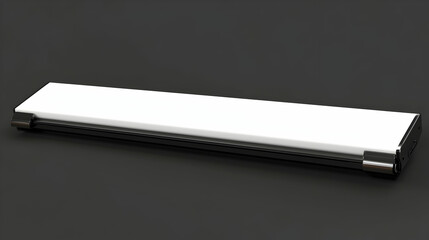 Sleek modern rectangular LED light fixture, isolated on dark background.