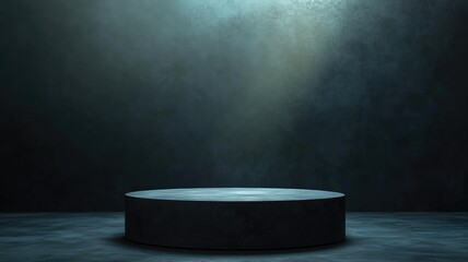 Dark Circular Platform on a Blue Background
