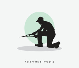 Vector hand drawn yard work silhouette set