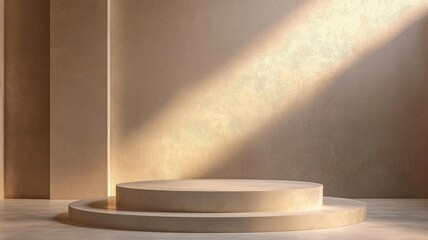 Obraz premium Minimalist Product Display with Two-Tiered Circular Platform