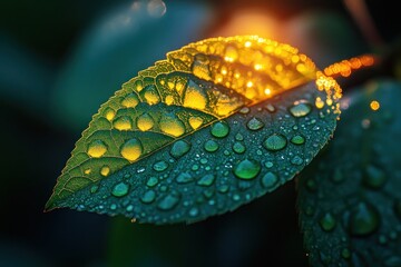 Dewdrops on a Leaf