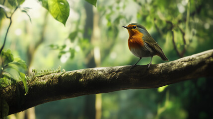 木の枝で休むカラフルな小鳥