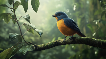 Obraz premium 木の枝で休むカラフルな小鳥