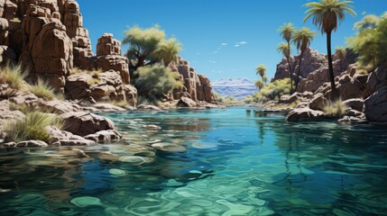 Obraz premium Serene Oasis in a Canyon