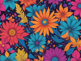 Abstract Illustration with graphic flower bright colors