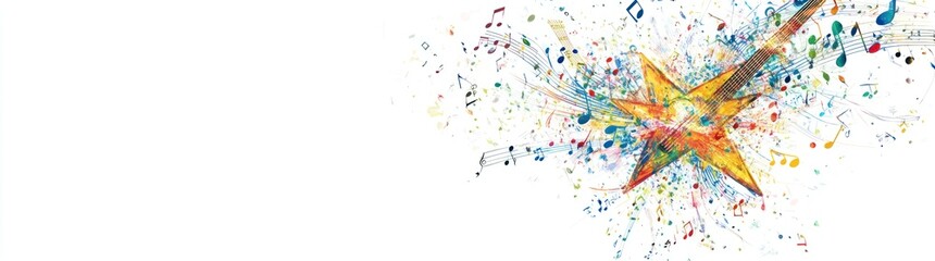 Fototapeta premium A colorful starburst with musical notes, symbolizing creativity and inspiration.