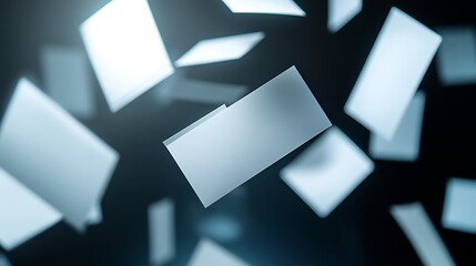 Abstract White Rectangles Floating in Dark Space