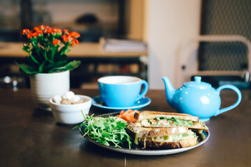 breakfast with coffee and toast