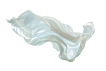 Gust of wind in white cloth strokes, background. PNG transparent.