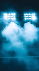 Bright stadium arena lights and smoke