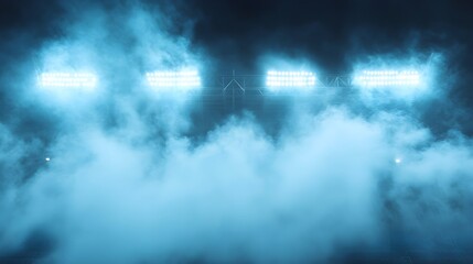 Fototapeta premium Bright stadium arena lights and smoke