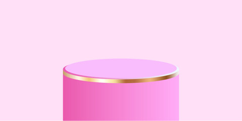 cylinder podium tube circle podium with gold strip stage 3d Abstract minimal scene mockup products display studio, Stage showcase. Vector geometric forms