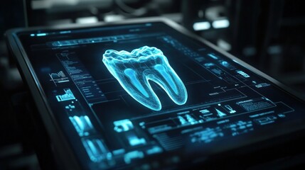 Digital representation of a tooth on a high-tech display.