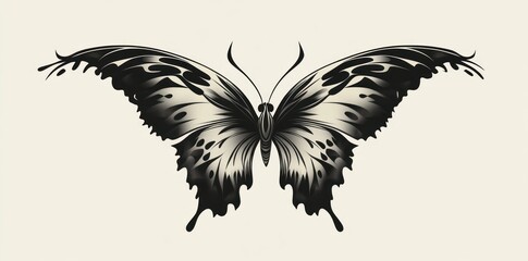 Obraz premium Elegant Black And White Butterfly Design Illustration