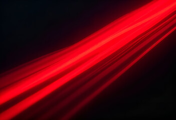 Fototapeta premium Bold red light streaks shooting across a black background, symbolizing speed and energy. Ideal for tech and futuristic projects. Generative AI