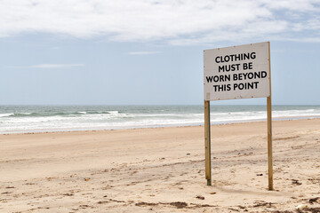 Outdoor view of sign on Maslins Nude Beach, South Australia