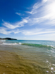 beach and sea and blue sunny sky