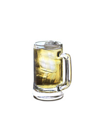 glass mug of beer on white background