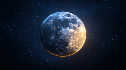 Obraz premium A mystical crescent moon in a dark sky ideal for designs related to meditation, astrology, or night events like Halloween and New Year's celebrations.