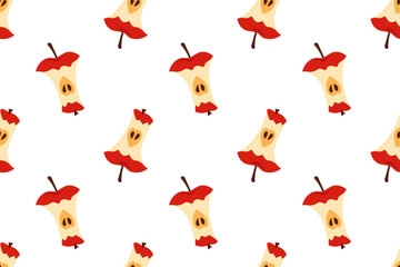 Colorful pattern of apple cores against a white background showcasing a playful design