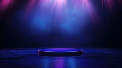 Circular Platform Illuminated by Purple and Blue Lights