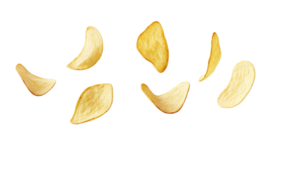 potato chips isolated on white background