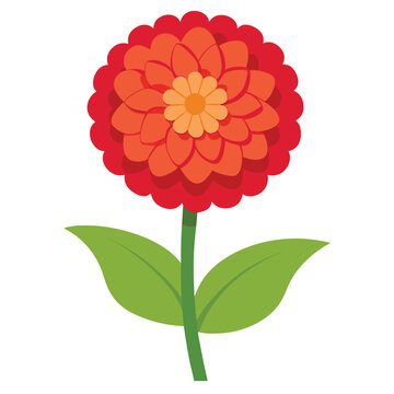red flower with green leaves clip art preview
