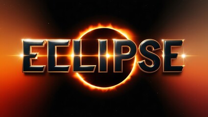Glowing eclipse text effect with fiery ring and dark background.