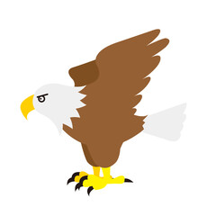 翼を広げた鷹のイラスト　主線なし