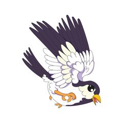 illustration of a bird flying with an open beak