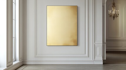 Gold Artwork Displayed in Elegant White Room