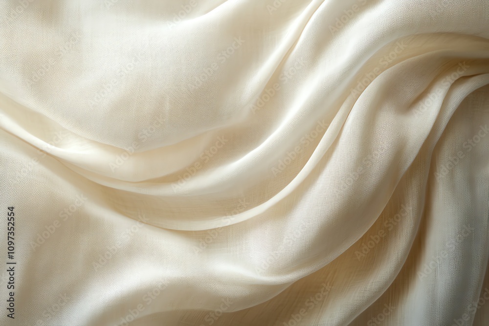 Poster a soft, flowing fabric draped elegantly, showcasing its texture and lightness.