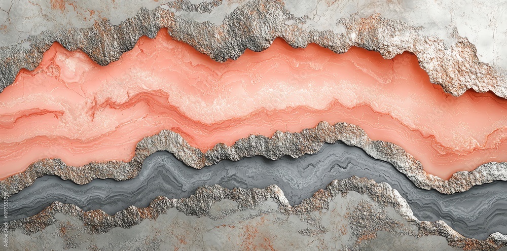 Aufkleber a stunning abstract design featuring pink and gray agate patterns with metallic edges.