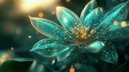 Enchanted Teal Flower: A Digital Masterpiece