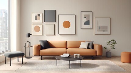 Modern living room design urban apartment interior decor cozy atmosphere minimalist style