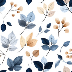 Obraz premium Floral flowers and beautiful colorful leaves wallpaper seamless pattern for interior decoration or background.
