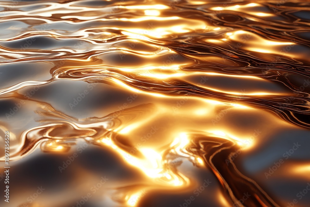 Aufkleber a close-up of shimmering water reflecting golden light, creating a tranquil, artistic effect.