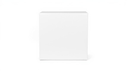 Closed white paper square box isolated on a white background, blank, closed